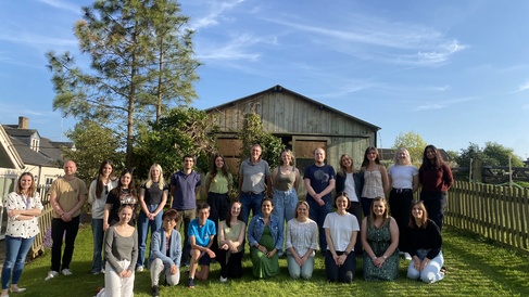 Group photo with all members of staff, Roger Barker in the centre